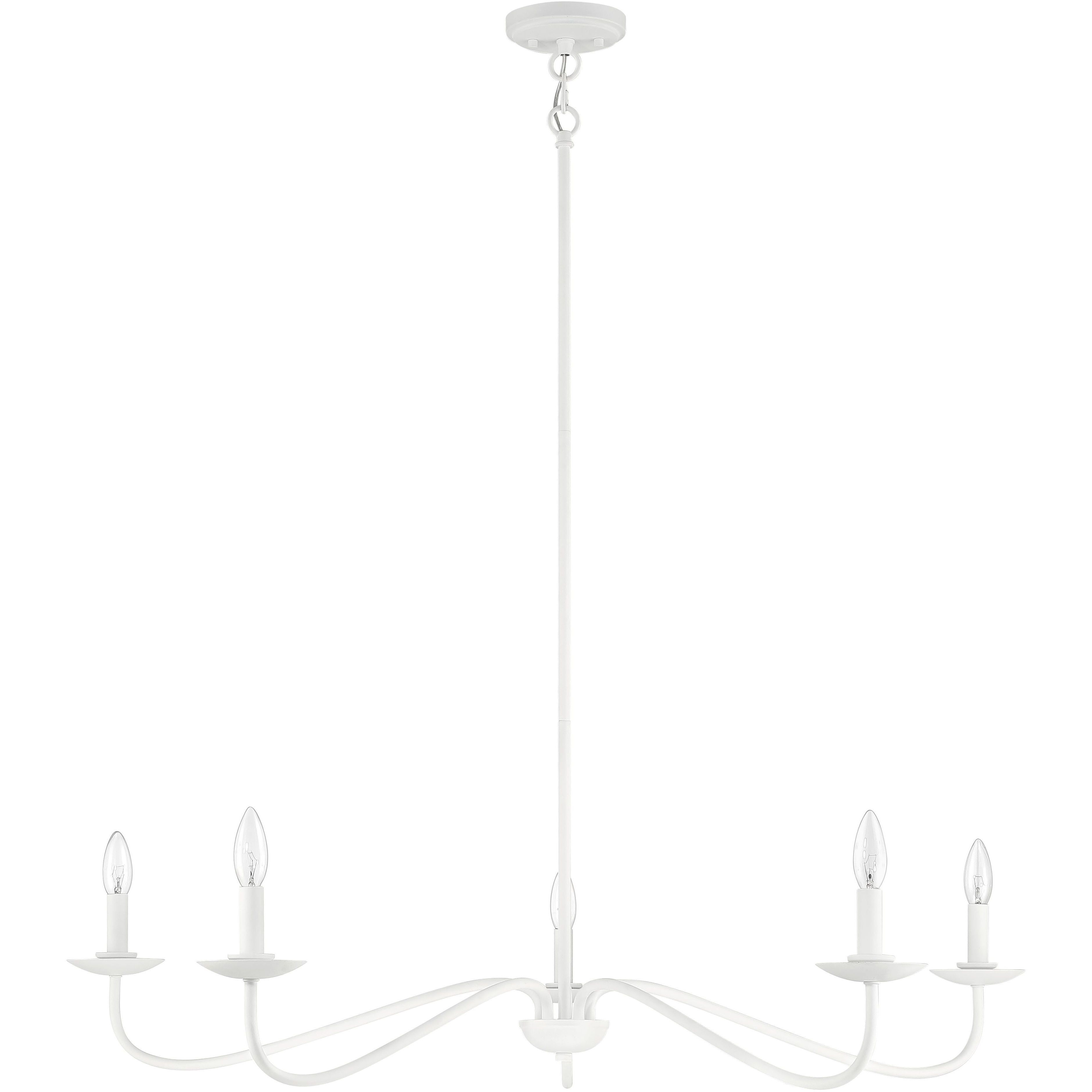 Traditional 5 Light 42 inch Bisque White Chandelier Ceiling Light